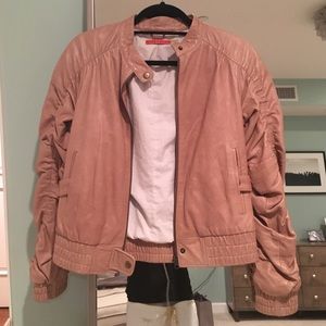 Alice & Olivia beige leather jacket